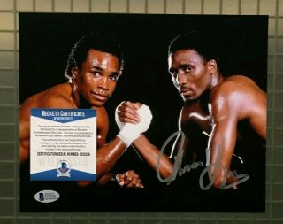Bas Bgs Tommy Hitman Hearns Signed 8x10 Boxing Photo Beckett Witnessed