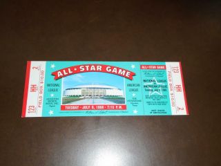 1968 Baseball All Star Game Full Ticket Houston Near