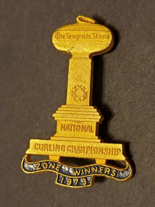 1973 The Seagram Stone Pin - Zone Winner - Curling Pin