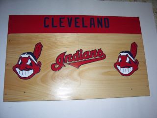 Cleveland Indians Bobble heads display case with Chief Wahoo 2