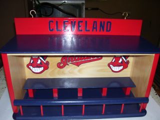 Cleveland Indians Bobble heads display case with Chief Wahoo 3