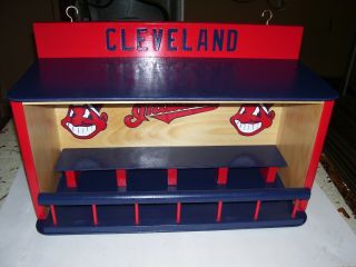 Cleveland Indians Bobble heads display case with Chief Wahoo 7