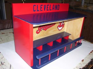 Cleveland Indians Bobble heads display case with Chief Wahoo 8