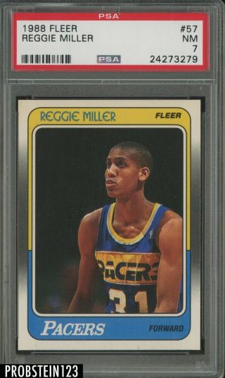 1988 Fleer Basketball 57 Reggie Miller Indiana Pacers Rc Rookie Psa 7 Nm