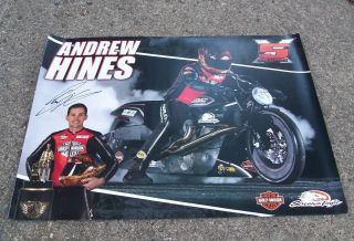 Nhra Andrew Hines Signed Autographed Harley Davidson Screamin Eagles Poster 2017