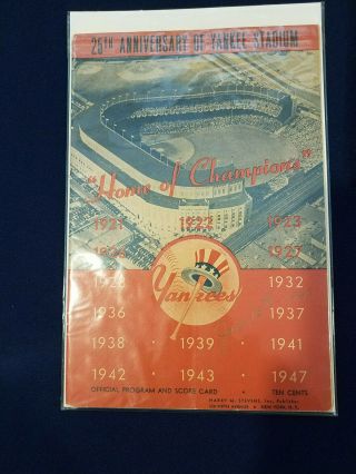 Yankee Stadium Score Card - 6/13/48 Ny - 5 Cle - 3 - Babe Ruth Day - 3 Retired