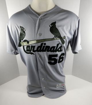 2018 St.  Louis Cardinals Greg Holland 56 Game Issued Grey Memorial Day Jersey 2