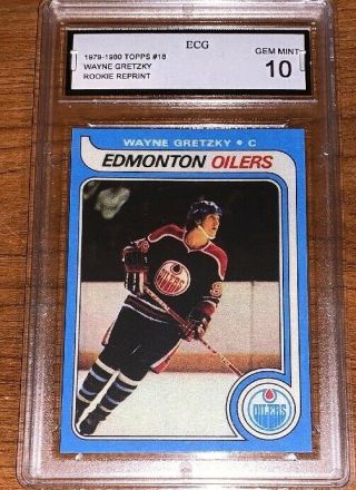 1979 - 80 Wayne Gretzky Reprint Topps Rookie Hockey Card 18 Graded Gem 10