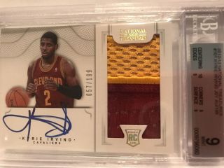 Kyrie Irving 2012 - 13 National Treasures Rookie Patch Auto Rc Jsy Au Bgs 9/10