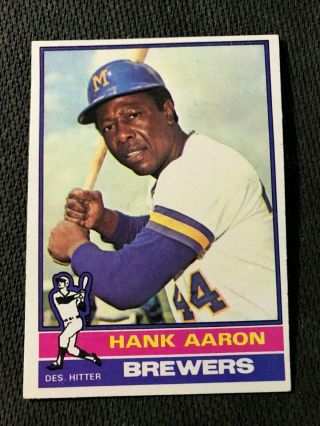 1976 Topps Set Break 550 Hank Aaron Milwaukee Brewers Baseball Card - Ex,  /nm