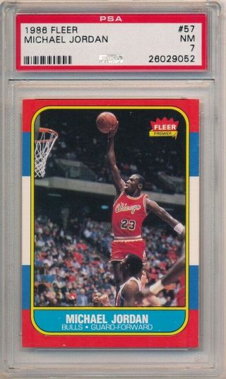 Michael Jordan 1986/87 Fleer 57 Rc Rookie Card Chicago Bulls Psa 7 Nm