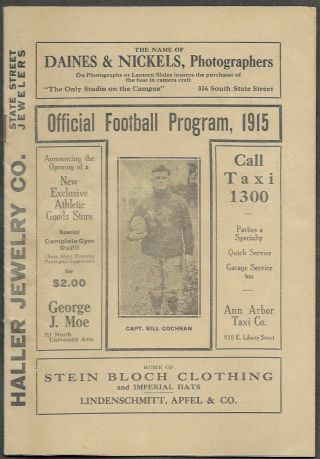 Oct.  16,  1915 University Of Michigan Vs.  Case Football Program