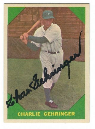 Autographed 1960 Fleer Charlie Gehringer Detroit Tigers Card 58 - W/coa