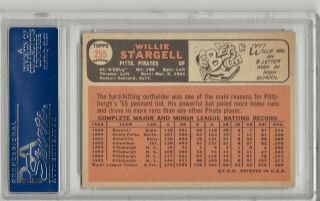 1966 TOPPS WILLIE STARGELL 255 PSA 8 NM - MT PITTSBURGH PIRATES HIGH - END BEAUTY 2