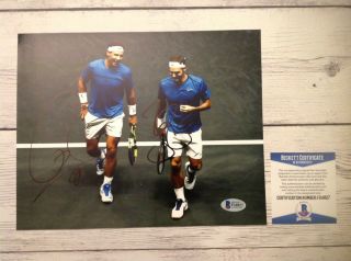 Rafael Rafa Nadal Roger Federer Signed Autographed 8x10 Photo Beckett Bas A