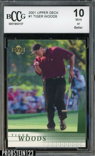 2001 Upper Deck Golf 1 Tiger Woods Rc Rookie Bccg 10