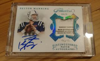 2018 Flawless Peyton Manning Colts Platinum Laundry Tag Patch On - Card Auto 1/1