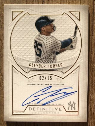 2019 Topps Definitive Gleyber Torres On Card Auto 2/15 York Yankees