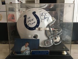 Peyton Manning Signed 2 " Sb Xli Mvp " Indy Customized Helmet Full Size W/case
