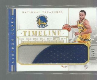Stephen Curry /10 2018 - 19 National Treasures Timeline 2 Color Patch Relic Sp