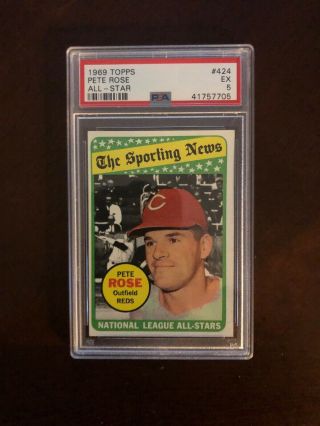 1969 Topps Pete Rose Cincinnati Reds 424 Baseball Card