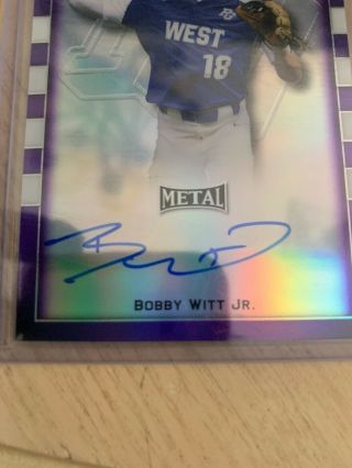 2018 Leaf Metal Perfect Game All American Bobby Witt Jr.  Purple Auto 20/25 4