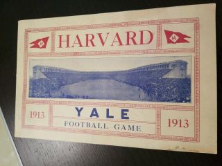 1913 Harvard Vs Yale Football Souvenir Program Photos /line Up / Stats,  Etc.