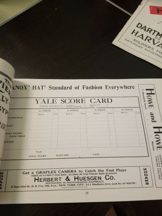 1913 Harvard vs Yale Football Souvenir Program Photos /Line Up / Stats,  ETC. 6
