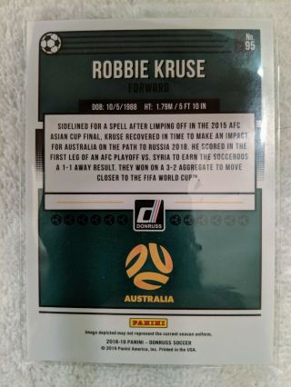 2018 - 19 Donruss Soccer Robbie Kruse Press Proof Gold /75 Australia 2