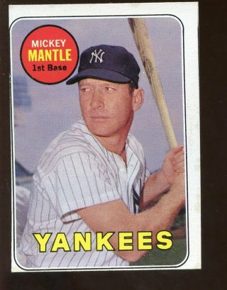 1969 Topps Baseball Card 500 Mickey Mantle York Yankees Exmt,