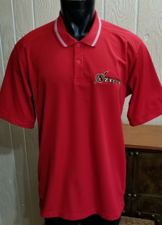 Ncaa San Diego State University Aztecs Adidas Golf Polo Red Shirt Sz L