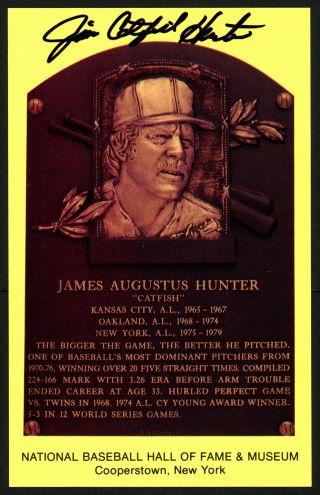 Jim " Catfish " Hunter Autographed Signed Hof Plaque Postcard Yankees,  A 