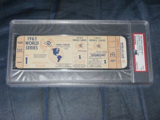 1963 World Series Game 1 Full Ticket Dodgers Vs Yankees Psa Encapsulated