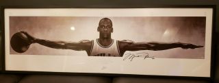 Michael Jordan Autographed “wings” Poster Framed Upper Deck