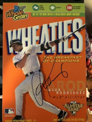 Rare Alex Rodriguez Signed Wheaties Box With Protective Display Case