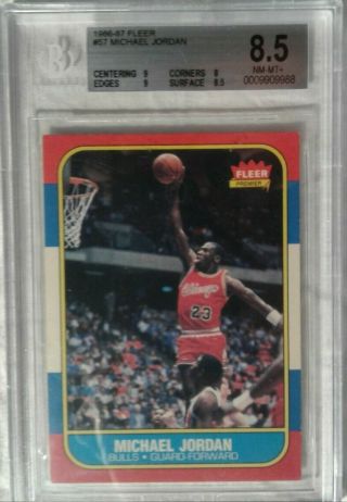 1986 - 1987 Fleer Michael Jordan Rookie 57 (bgs 8.  5) Centering And Edges 9.  0