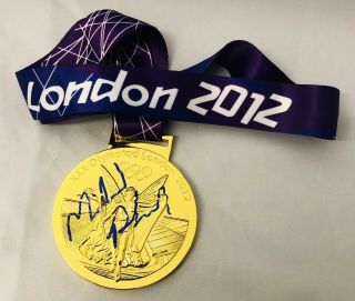 Michael Phelps Signed 2012 London Olympics Gold Medal Usa 23x Swimmer Auto,