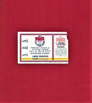 1981 All Star Game Ticket Stub Cleveland Indians Please Read
