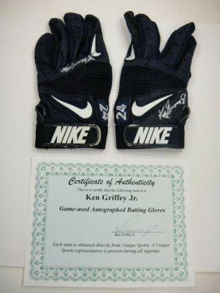 Ken Griffey Jr.  Game Autographed Mariners Batting Gloves Beckett Certified