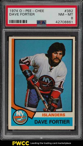 1974 O - Pee - Chee Hockey Dave Fortier 382 Psa 8 Nm - Mt (pwcc)
