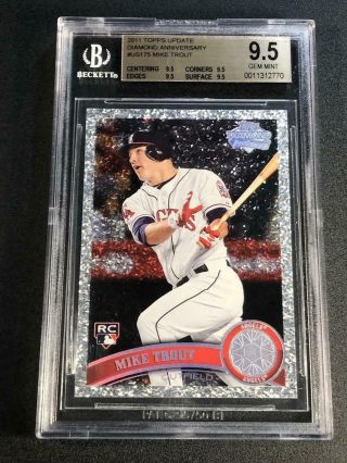 Mike Trout 2011 Topps Update Us175 Diamond Anniversary Rookie Rc (all) Bgs 9.  5