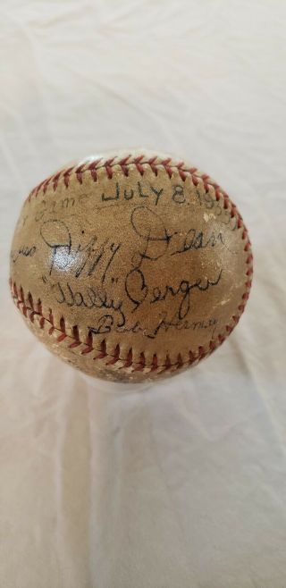 1935 All Star Game Team Signed Baseball Dizzy Dean Arky Vaughan Paul Waner.