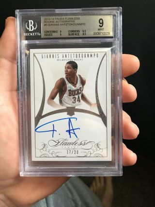 2013 - 14 Panini Flawless Giannis Antetokounmpo Rc Auto Bgs 9/10.  5 From Gem Wow