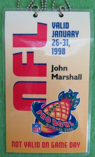 1998 Nfl Pro Bowl Hawaii 1998 Field Pass