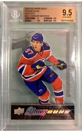 15 16 Upper Deck Connor Mcdavid Young Guns Acetate Bgs 9.  5 Rookie Rc Yg Oilers