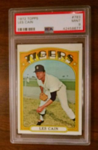 1972 Topps 783 Les Cain Psa 9 High Number Detroit Tigers