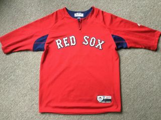 Boston Red Sox Game Worn/used Team Issued 3/4 Sleeve Red Bp Jersey 23