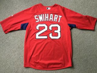 Boston Red Sox Game worn/used team issued 3/4 sleeve Red BP jersey 23 4