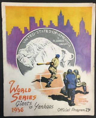 1936 World Series Program Game 3 Yankee Stadium York Yankees Vs Giants Mlb