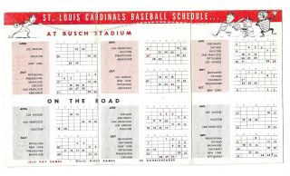 1964 St.  Louis Cardinals Home & Away Games Pocket Schedule Mercantile Trust Co 3